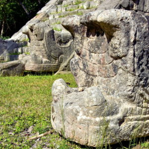 Snake Heads at The Ossuary at Chichen Itza, Mexico - Encircle Photos
