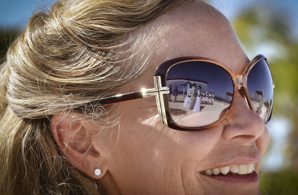 Son’s Wedding Reflected in Wife’s Sunglasses at Riviera Maya, Mexico - Encircle Photos