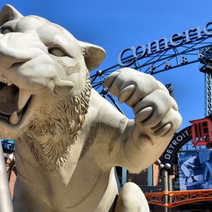 Tiger Sculpture at North Gate of Comerica Tiger Field in Detroit, Michigan - Encircle Photos