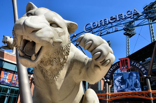 Tiger Sculpture at North Gate of Comerica Tiger Field in Detroit, Michigan - Encircle Photos