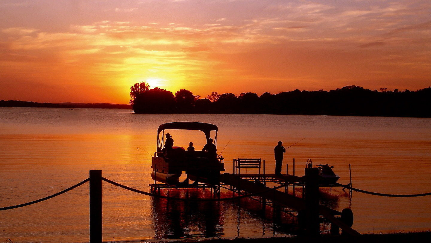 Fishing on Pontoon at Sunset in Annandale, Minnesota Encircle Photos