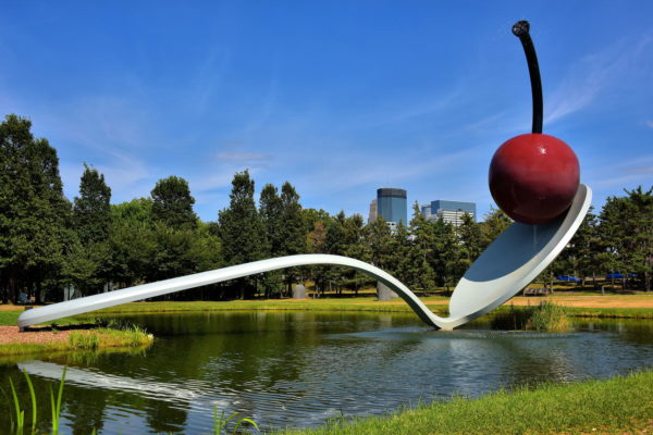 Spoonbridge and Cherry Sculpture by Claes Oldenburg in Minneapolis, Minnesota - Encircle Photos