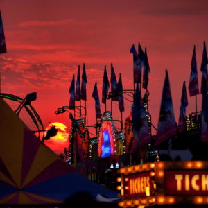 Sunset over the Midway at the Minnesota State Fair in St. Paul, Minnesota - Encircle Photos