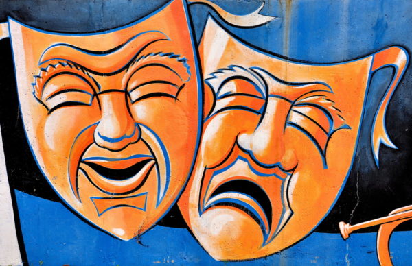 Smile and Sad Masks of Greek Comedy and Tragedy Mural in St. Cloud, Minnesota - Encircle Photos