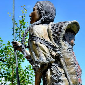Arduous Journey Sacajawea and Baby in Papoose Statue in Great Falls, Montana - Encircle Photos