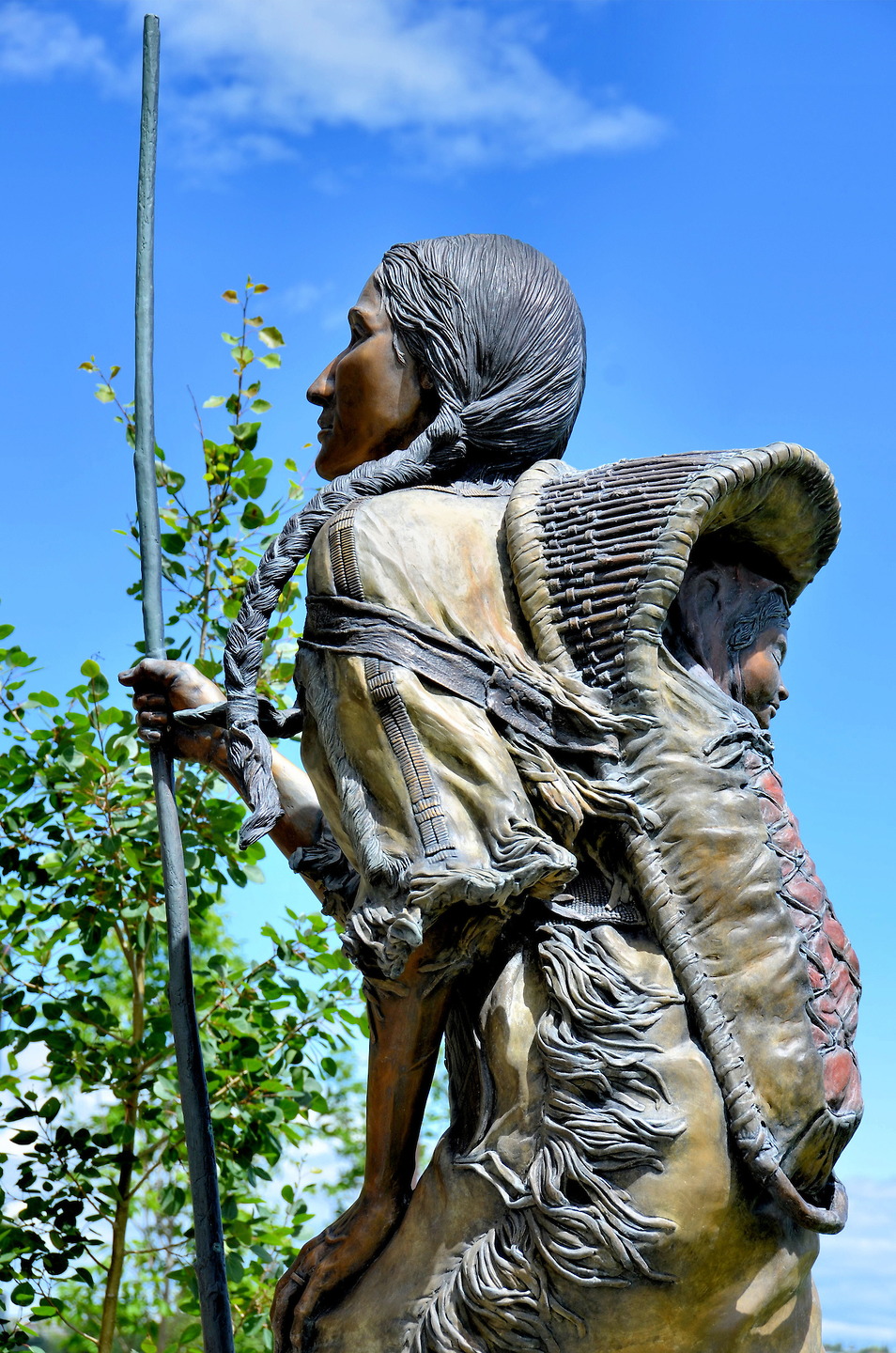 Arduous Journey Sacajawea and Baby in Papoose Statue in Great Falls