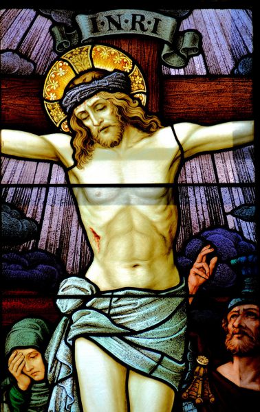 Crucifixion Stained Glass Window in Cathedral of Saint Helena in Helena, Montana - Encircle Photos