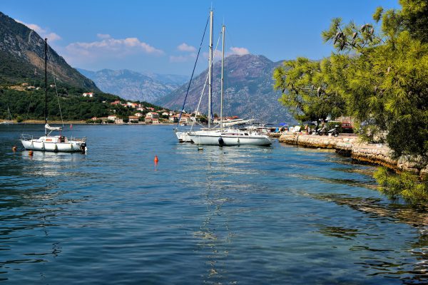 Anchored Sailboats in Dobrota, Montenegro - Encircle Photos