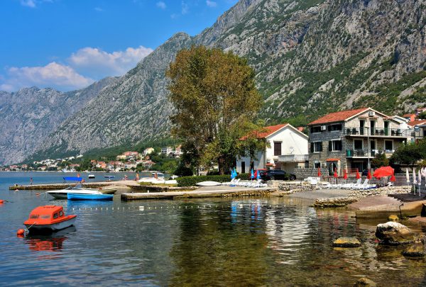 Swimming Piers on Shoreline in Dobrota, Montenegro - Encircle Photos