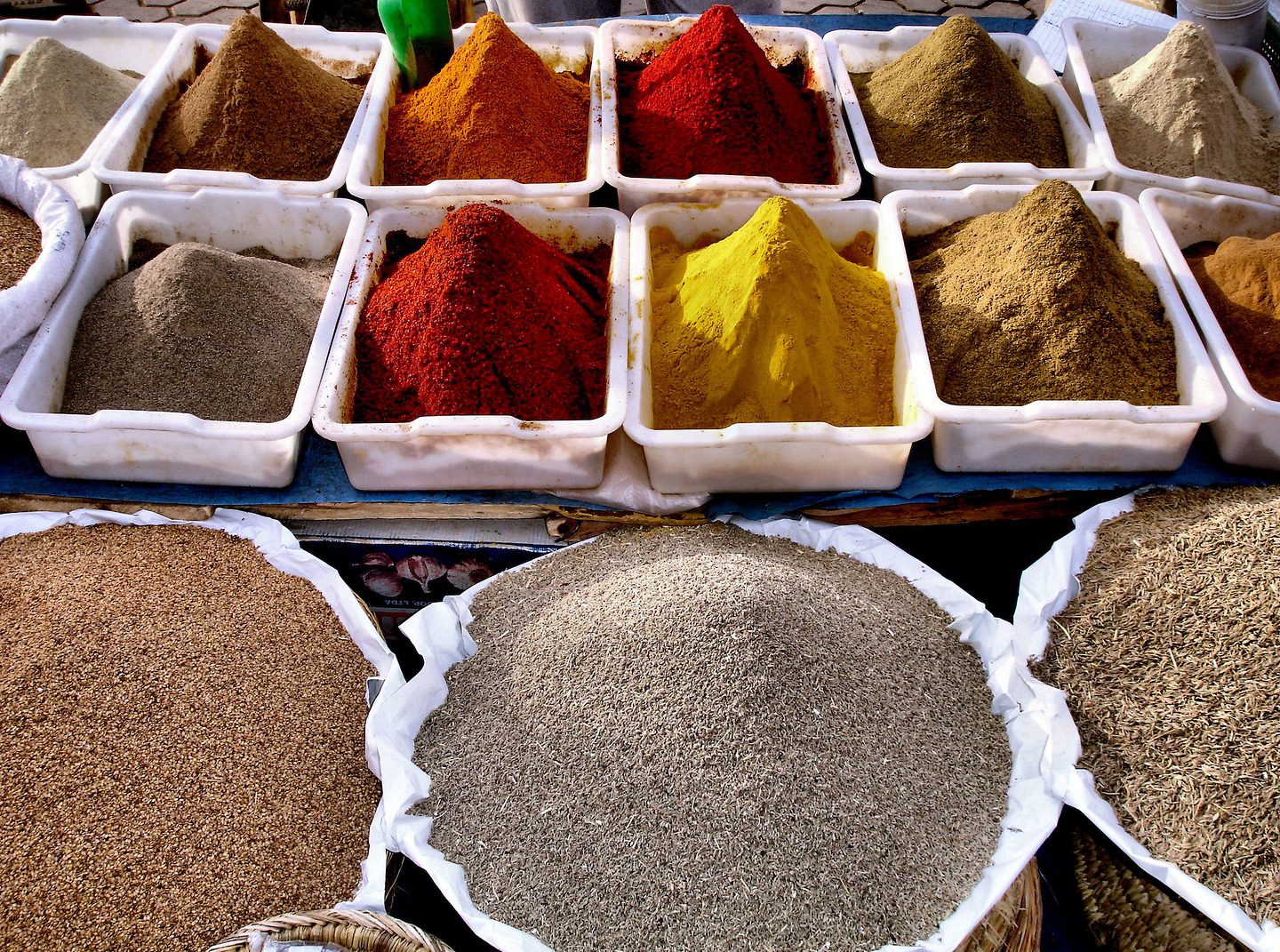 Rows of Spices at Spice Souk in Marrakech, Morocco - Encircle Photos