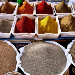 Rows of Spices at Spice Souk in Marrakech, Morocco - Encircle Photos