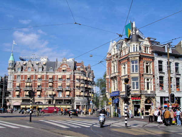Busy Muntplein Intersection in Amsterdam, Netherlands - Encircle Photos