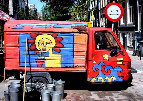 Sanitation Truck in Red Light District in Amsterdam, Netherlands - Encircle Photos