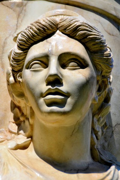 Young Roman Woman Portrait Sculpture from Faces on the Strip at Las Vegas, Nevada - Encircle Photos