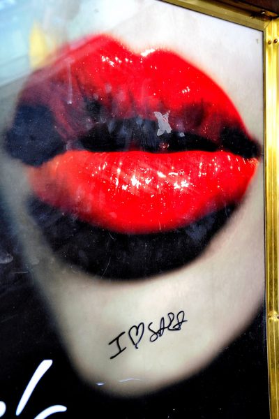 Woman’s Giant Red Lips with Graffiti from Faces on the Strip at Las Vegas, Nevada - Encircle Photos