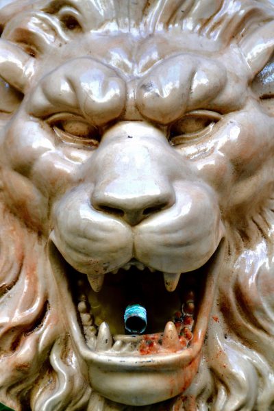 Lion Marble Sculpture Fountain Nozzle from Faces on the Strip at Las Vegas, Nevada - Encircle Photos