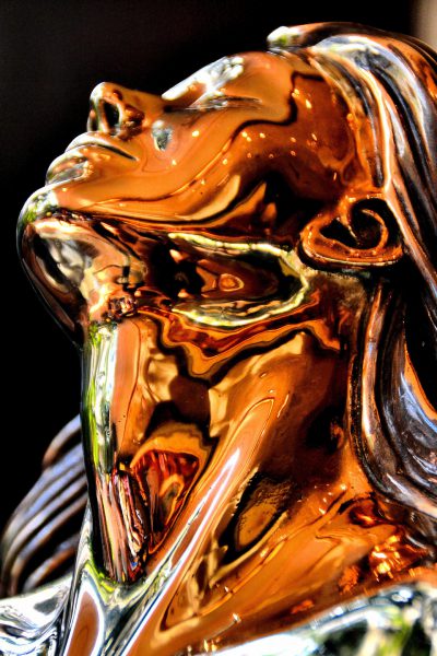 Reflective Bronze-colored Woman Bust from Faces on the Strip at Las Vegas, Nevada - Encircle Photos