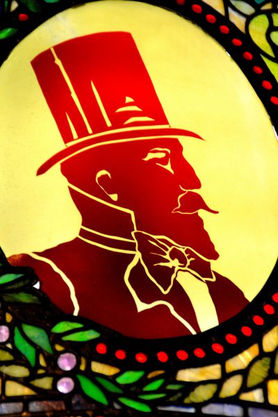 Victorian Man with Top Hat Stained Glass from Faces on the Strip at Las Vegas, Nevada - Encircle Photos