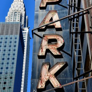 Chrysler Building and Park Sign in New York City, New York - Encircle Photos