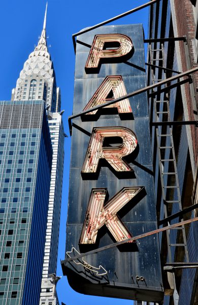 Chrysler Building and Park Sign in New York City, New York - Encircle Photos