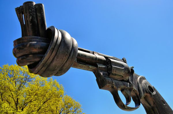 Gun Tied in a Knot Sculpture in New York City, New York - Encircle Photos