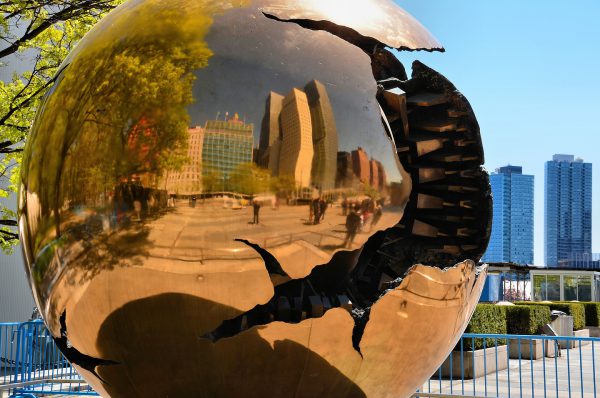 Sphere within a Sphere Sculpture in New York City, New York - Encircle Photos
