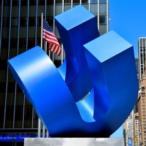 Time-Life Building Cubed Curve Sculpture in New York City, New York - Encircle Photos