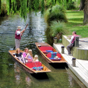 Flat-bottom Boat on Avon River in Christchurch, New Zealand - Encircle Photos