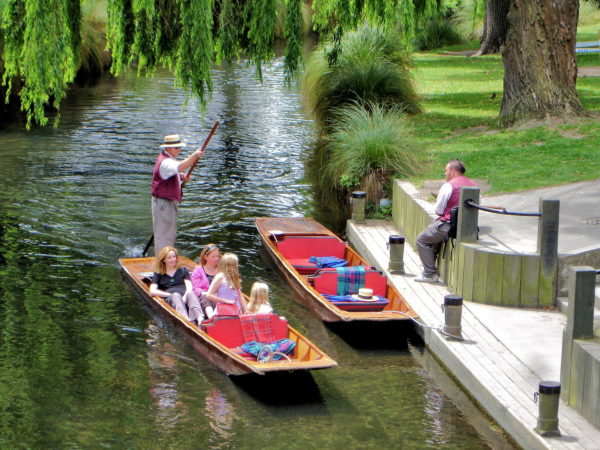 Flat-bottom Boat on Avon River in Christchurch, New Zealand - Encircle Photos