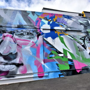 Abstract Male Portraits Mural by Askew One in Tauranga, New Zealand - Encircle Photos