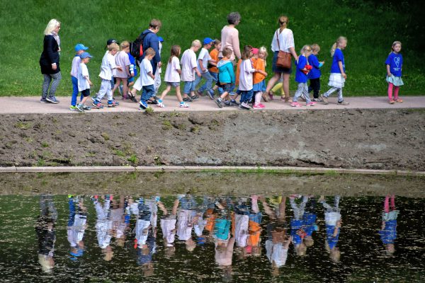 Children Walking in Row at Palace Park in Oslo, Norway - Encircle Photos