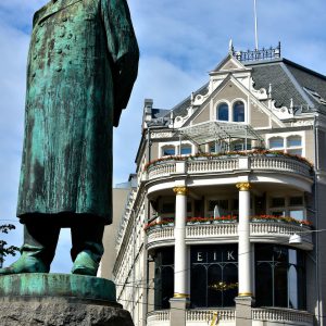 Playwright Henrik Ibsen Statue in Oslo, Norway - Encircle Photos