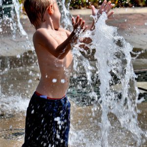 Little Boy in Water Fountain in Canton, Ohio - Encircle Photos