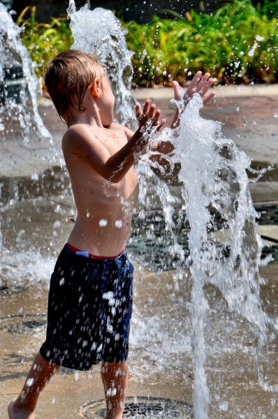 Little Boy in Water Fountain in Canton, Ohio - Encircle Photos