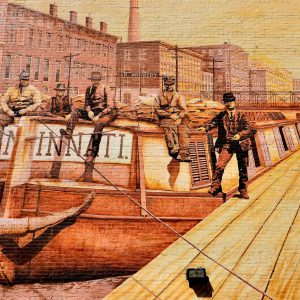 Canal at Vine Street Circa 1900 Mural by Blankenship from ArtWorks in Cincinnati, Ohio - Encircle Photos