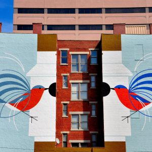 Homecoming Bluebirds Mural by Jenny Upstick from ArtWorks in Cincinnati, Ohio - Encircle Photos
