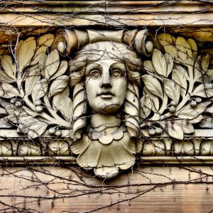 Foliated Female Face Relief at Board of Education Admin Building in Cleveland, Ohio - Encircle Photos