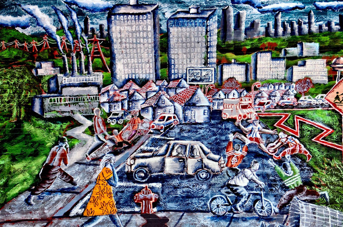 Neighborhood Scene Mural by Mark Thomas in Columbus, Ohio - Encircle Photos