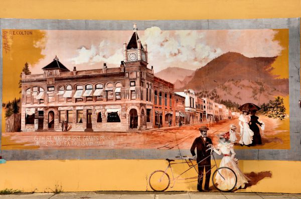 Victorian Mural of First National Bank of Southern Oregon in Grants Pass, Oregon - Encircle Photos