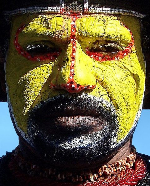 Tribesman in Traditional Face Paint Huli Wigman in Port Moresby, Papua New Guinea - Encircle Photos