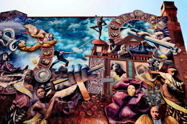 Theatre of Life Mural by Meg Saligman and Juan Dimida in Philadelphia, Pennsylvania - Encircle Photos