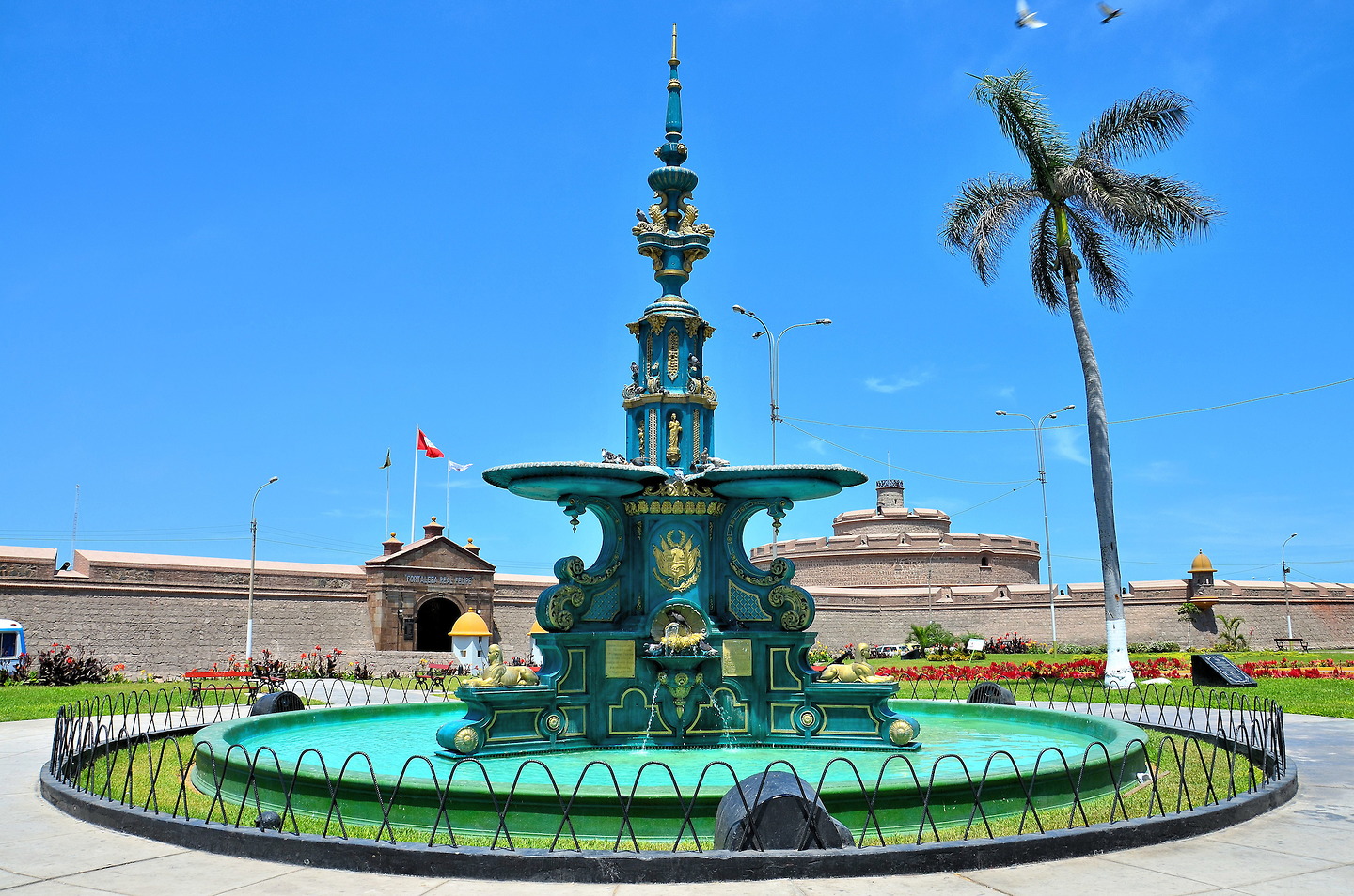 Independence Square Fountain in Callao, Peru Encircle Photos
