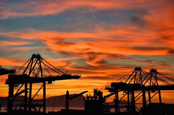 Sunset Over Port Cranes in Callao, Peru - Encircle Photos