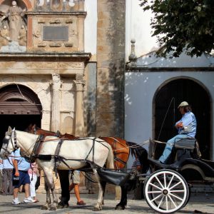 Carriage outside Church of Santa Maria in Óbidos, Portugal - Encircle Photos