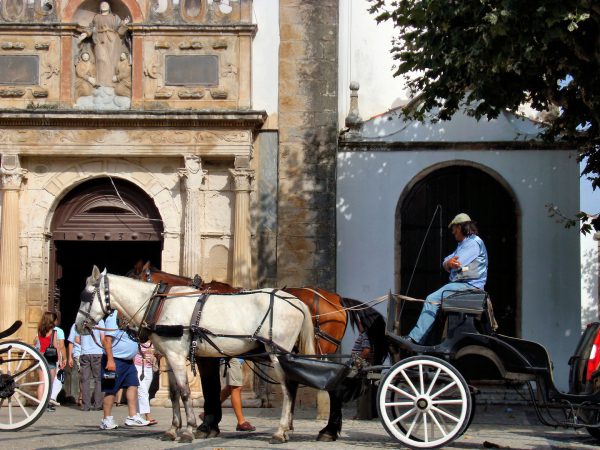 Carriage outside Church of Santa Maria in Óbidos, Portugal - Encircle Photos