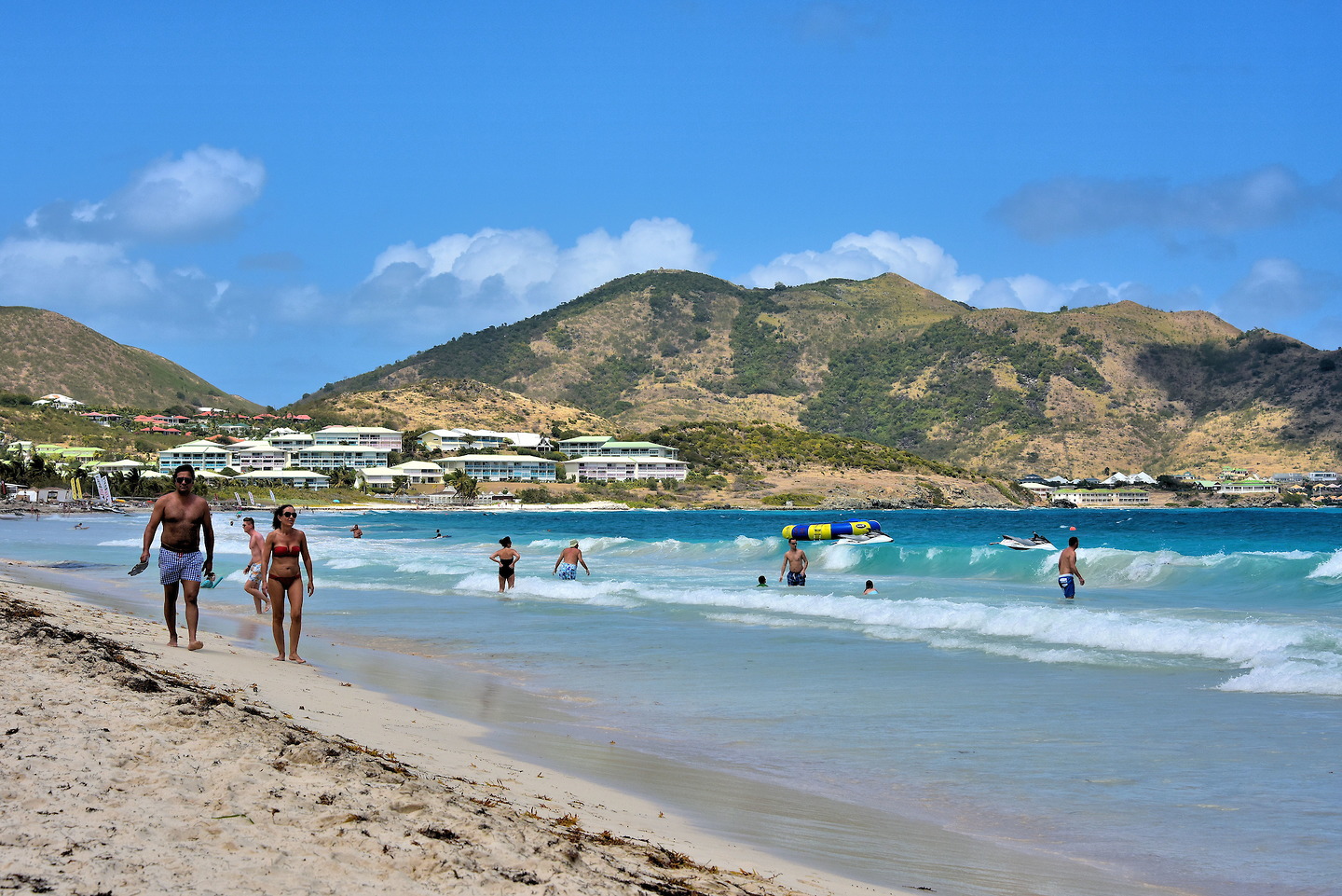 Couple Walking Bikini Beach on Orient Bay in SaintMartin Encircle Photos