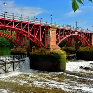 Pipe Bridge and Tidal Weir at Glasgow Green in Glasgow, Scotland - Encircle Photos