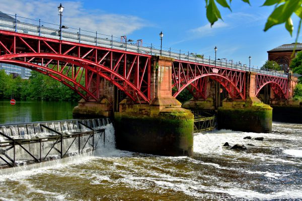 Pipe Bridge and Tidal Weir at Glasgow Green in Glasgow, Scotland - Encircle Photos