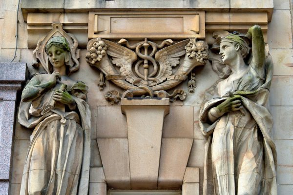 Sculpted Allegories at St Enoch Square in Glasgow, Scotland - Encircle Photos