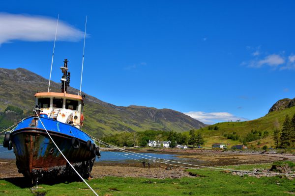 Beached Tugboat on Loch Duich in Scottish Highlands, Scotland - Encircle Photos